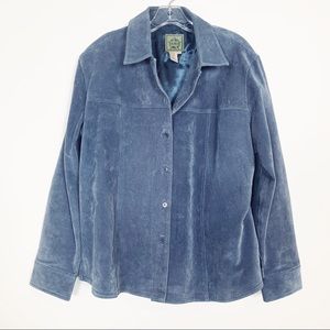 AMI Genuine Blue Suede Lined Button Front Jacket